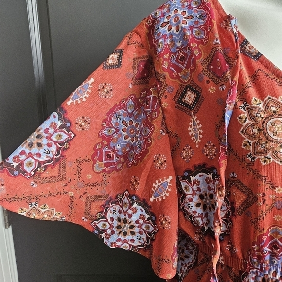 Maurices Medallion Midi Womens V-neck Dress Sz Large - Picture 4 of 11